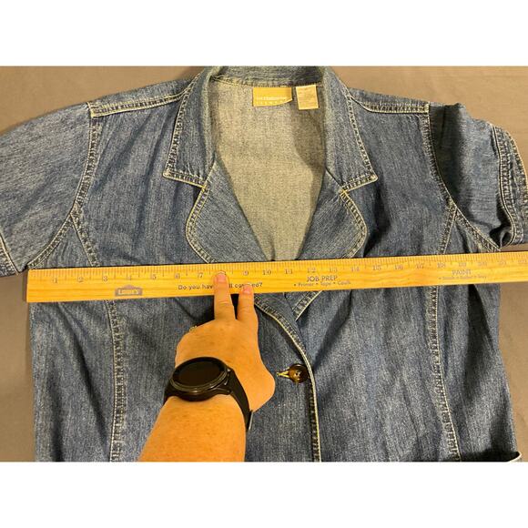 VTG Liz Claiborne Lizwear 14 Full Button Belted Medium Wash Short Sleeve Dress - Picture 7 of 7